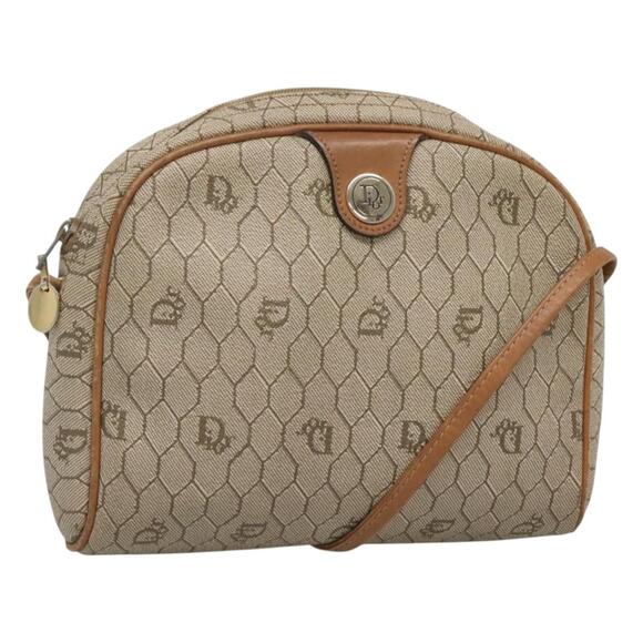 DIOR Honeycomb Canvas Shoulder Bag Pvc Beige Gold - Picture 1 of 12